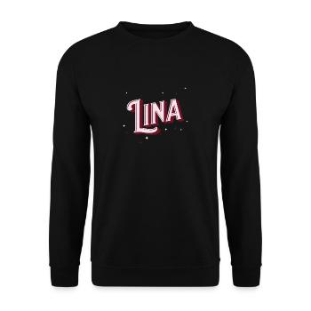 Lina Namen personalisiert - Unisex Pullover - Schwarz - Vorne - Alina (178cm) & Michal (187cm)