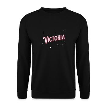 Victoria Namen personalisiert - Unisex Pullover - Schwarz - Vorne - Alina (178cm) & Michal (187cm)