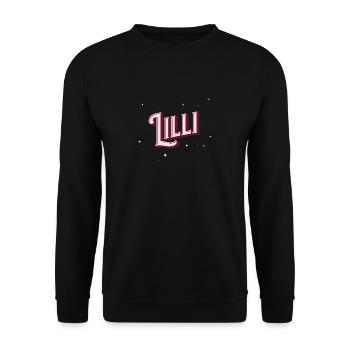 Lilli Namen personalisiert - Unisex Pullover - Schwarz - Vorne - Alina (178cm) & Michal (187cm)