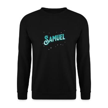 Samuel Namen personalisiert - Unisex Pullover - Schwarz - Vorne - Alina (178cm) & Michal (187cm)