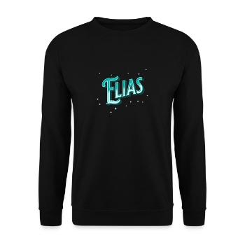 Elias Namen personalisiert - Unisex Pullover - Schwarz - Vorne - Alina (178cm) & Michal (187cm)