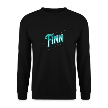Finn Namen personalisiert - Unisex Pullover - Schwarz - Vorne - Alina (178cm) & Michal (187cm)