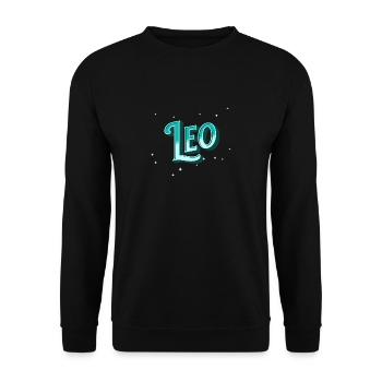 Leo Namen personalisiert - Unisex Pullover - Schwarz - Vorne - Alina (178cm) & Michal (187cm)