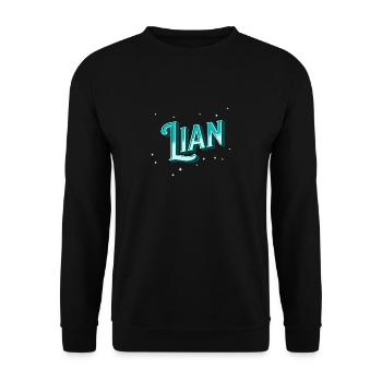 Lian Namen personalisiert - Unisex Pullover - Schwarz - Vorne - Alina (178cm) & Michal (187cm)