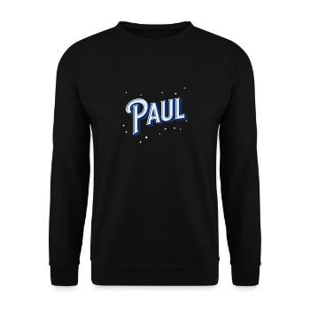 Paul Namen personalisiert - Unisex Pullover - Schwarz - Vorne - Alina (178cm) & Michal (187cm)
