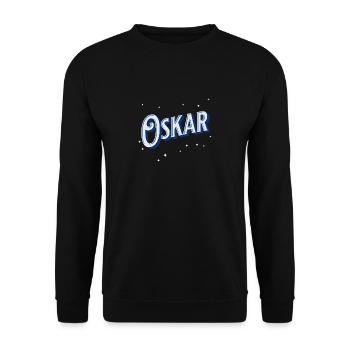 Oskar Namen personalisiert - Unisex Pullover - Schwarz - Vorne - Alina (178cm) & Michal (187cm)