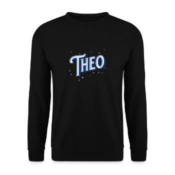 Theo Namen personalisiert - Unisex Pullover - Schwarz - Vorne - Alina (178cm) & Michal (187cm)