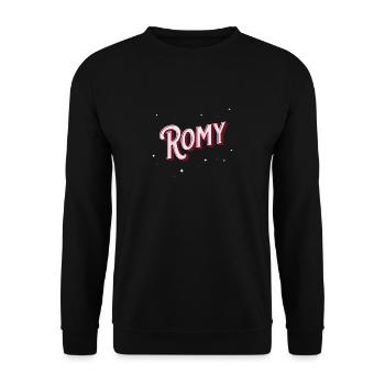 Romy Namen personalisiert - Unisex Pullover - Schwarz - Vorne - Alina (178cm) & Michal (187cm)