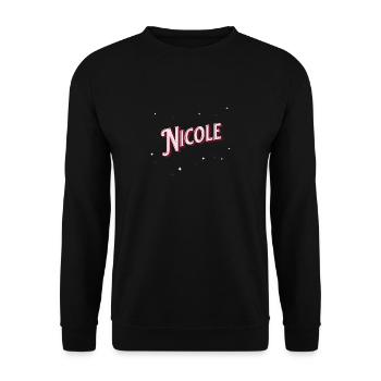Nicole Namen personalisiert - Unisex Pullover - Schwarz - Vorne - Alina (178cm) & Michal (187cm)