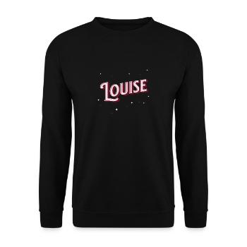 Louise Namen personalisiert - Unisex Pullover - Schwarz - Vorne - Alina (178cm) & Michal (187cm)