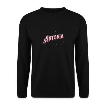Antonia Namen personalisiert - Unisex Pullover - Schwarz - Vorne - Alina (178cm) & Michal (187cm)