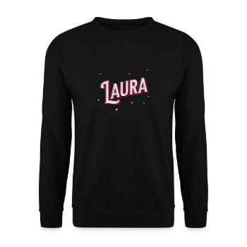 Laura Namen personalisiert - Unisex Pullover - Schwarz - Vorne - Alina (178cm) & Michal (187cm)