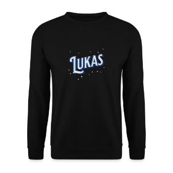 Lukas Namen personalisiert - Unisex Pullover - Schwarz - Vorne - Alina (178cm) & Michal (187cm)