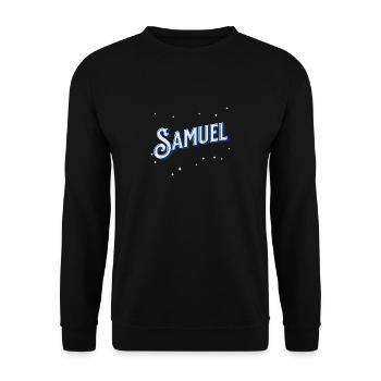 Samuel Namen personalisiert - Unisex Pullover - Schwarz - Vorne - Alina (178cm) & Michal (187cm)