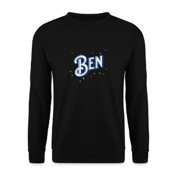 Ben Namen personalisiert - Unisex Pullover - Schwarz - Vorne - Alina (178cm) & Michal (187cm)