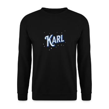 Karl Namen personalisiert - Unisex Pullover - Schwarz - Vorne - Alina (178cm) & Michal (187cm)
