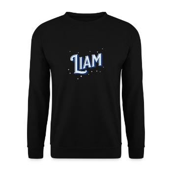 Liam Namen personalisiert - Unisex Pullover - Schwarz - Vorne - Alina (178cm) & Michal (187cm)