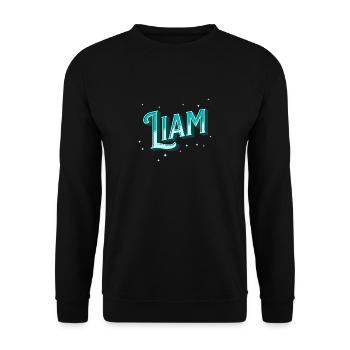 Liam name personalized - Unisex Sweatshirt - black - Front - Alina (178cm) & Michal (187cm)