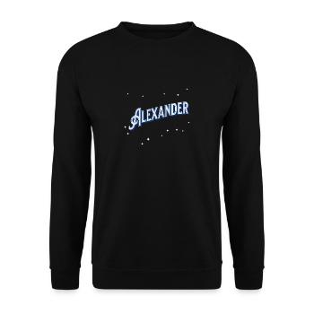 Alexander Namen personalisiert - Unisex Pullover - Schwarz - Vorne - Alina (178cm) & Michal (187cm)