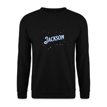 Jackson Namen personalisiert - Unisex Pullover - Schwarz - Vorne - Alina (178cm) & Michal (187cm)