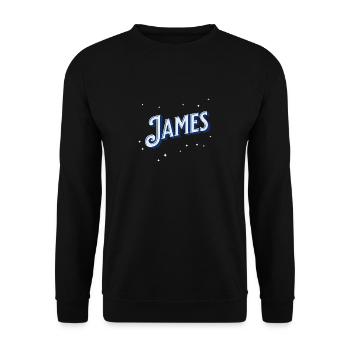 James Namen personalisiert - Unisex Pullover - Schwarz - Vorne - Alina (178cm) & Michal (187cm)