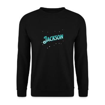 Jackson Namen personalisiert - Unisex Pullover - Schwarz - Vorne - Alina (178cm) & Michal (187cm)