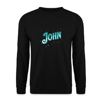 John Namen personalisiert - Unisex Pullover - Schwarz - Vorne - Alina (178cm) & Michal (187cm)