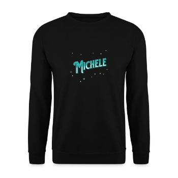 Michele Namen personalisiert - Unisex Pullover - Schwarz - Vorne - Alina (178cm) & Michal (187cm)