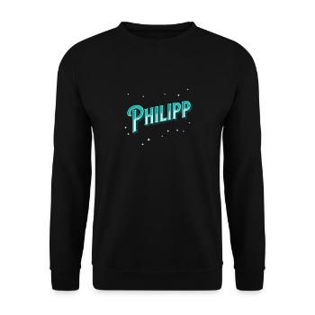 Philipp Namen personalisiert - Unisex Pullover - Schwarz - Vorne - Alina (178cm) & Michal (187cm)