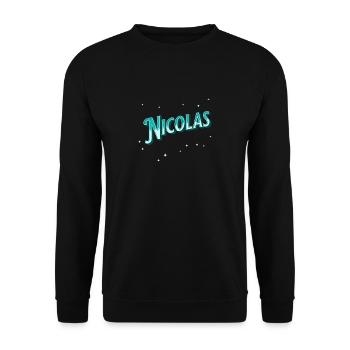 Nicolas' name personalized - Unisex Sweatshirt - black - Front - Alina (178cm) & Michal (187cm)