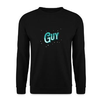 Guy Namen personalisiert - Unisex Pullover - Schwarz - Vorne - Alina (178cm) & Michal (187cm)