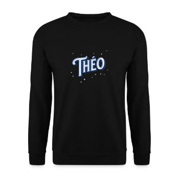 Theo Namen personalisiert - Unisex Pullover - Schwarz - Vorne - Alina (178cm) & Michal (187cm)