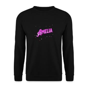 Amelia Namen personalisiert - Unisex Pullover - Schwarz - Vorne - Alina (178cm) & Michal (187cm)