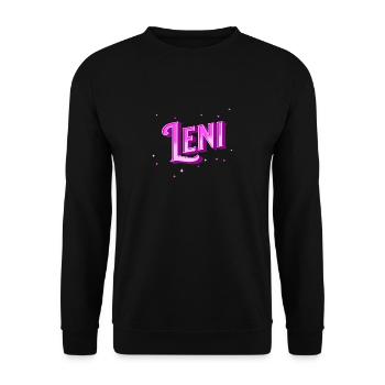 Leni Namen personalisiert - Unisex Pullover - Schwarz - Vorne - Alina (178cm) & Michal (187cm)