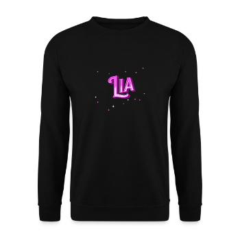 Lia Namen personalisiert - Unisex Pullover - Schwarz - Vorne - Alina (178cm) & Michal (187cm)