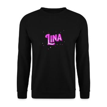 Lina Namen personalisiert - Unisex Pullover - Schwarz - Vorne - Alina (178cm) & Michal (187cm)