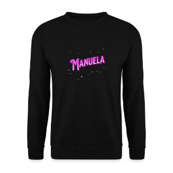 Manuela Namen personalisiert - Unisex Pullover - Schwarz - Vorne - Alina (178cm) & Michal (187cm)