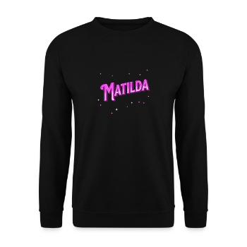 Matilda Namen personalisiert - Unisex Pullover - Schwarz - Vorne - Alina (178cm) & Michal (187cm)