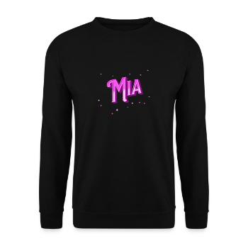 Mia Namen personalisiert - Unisex Pullover - Schwarz - Vorne - Alina (178cm) & Michal (187cm)