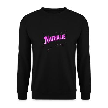 Le prénom de Nathalie personnalisé - Sweat-shirt Unisexe - noir - Devant - Alina (178cm) & Michal (187cm)