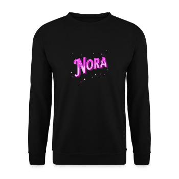 Nora Namen personalisiert - Unisex Pullover - Schwarz - Vorne - Alina (178cm) & Michal (187cm)