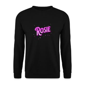 Rosie Namen personalisiert - Unisex Pullover - Schwarz - Vorne - Alina (178cm) & Michal (187cm)