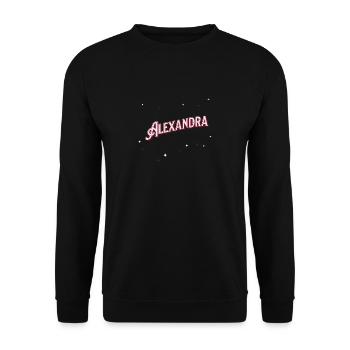 Alexandra Namen personalisiert - Unisex Pullover - Schwarz - Vorne - Alina (178cm) & Michal (187cm)