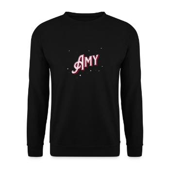 Amy name personalized - Unisex Sweatshirt - black - Front - Alina (178cm) & Michal (187cm)