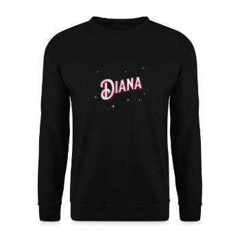 Diana Namen personalisiert - Unisex Pullover - Schwarz - Vorne - Alina (178cm) & Michal (187cm)