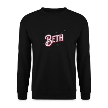 Beth Namen personalisiert - Unisex Pullover - Schwarz - Vorne - Alina (178cm) & Michal (187cm)