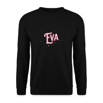 Eva Namen personalisiert - Unisex Pullover - Schwarz - Vorne - Alina (178cm) & Michal (187cm)