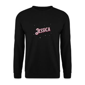 Jessica Namen personalisiert - Unisex Pullover - Schwarz - Vorne - Alina (178cm) & Michal (187cm)