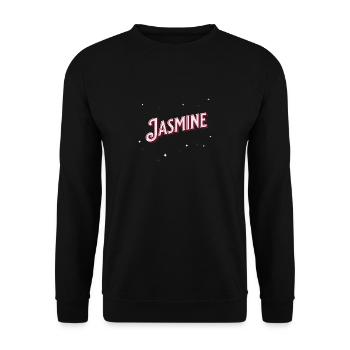 Jasmine Namen personalisiert - Unisex Pullover - Schwarz - Vorne - Alina (178cm) & Michal (187cm)