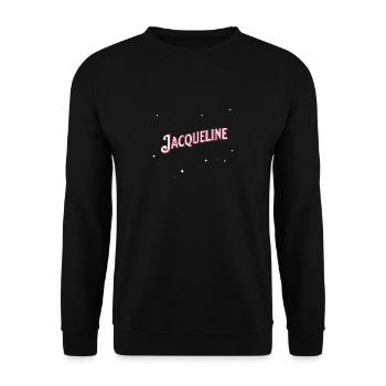 Jacqueline Namen personalisiert - Unisex Pullover - Schwarz - Vorne - Alina (178cm) & Michal (187cm)